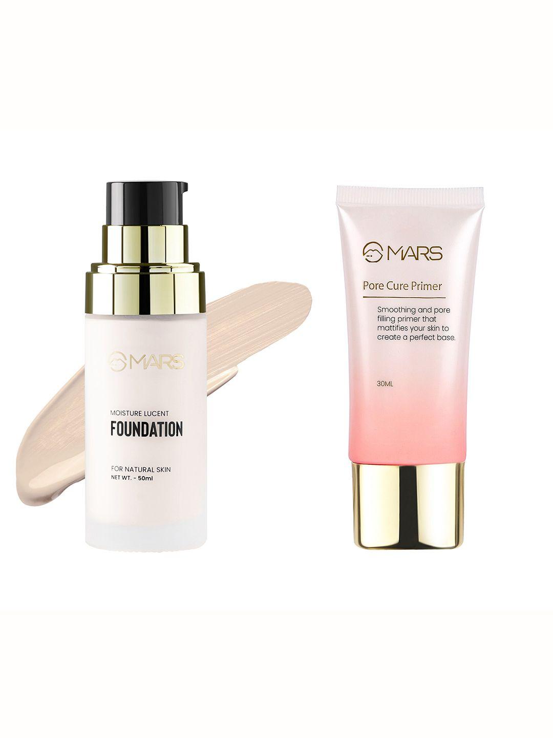 mars set of moisture lucent foundation-shade 04 50 ml + pore cure primer 30 ml