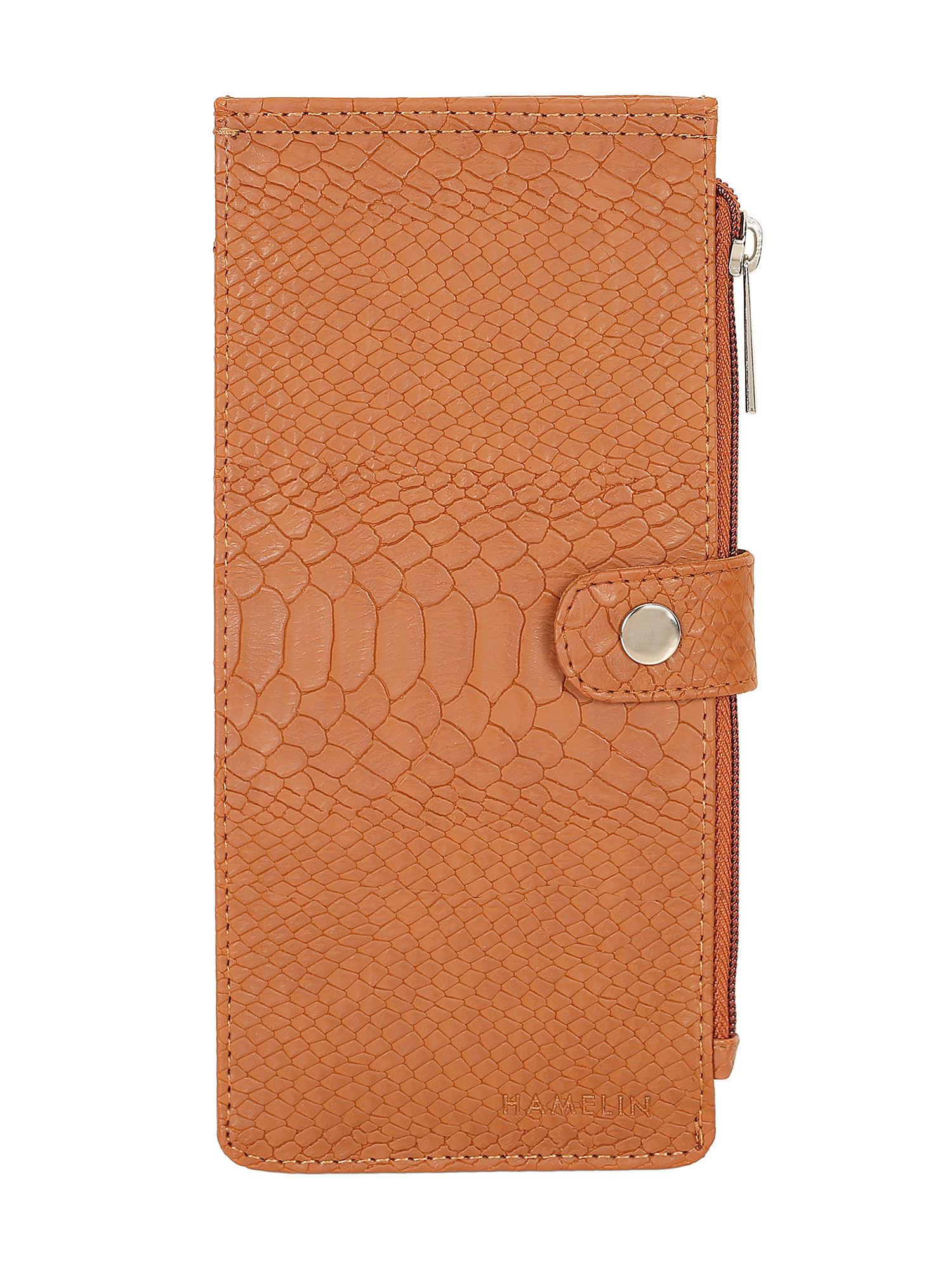 marshal wallet for women -tan croc