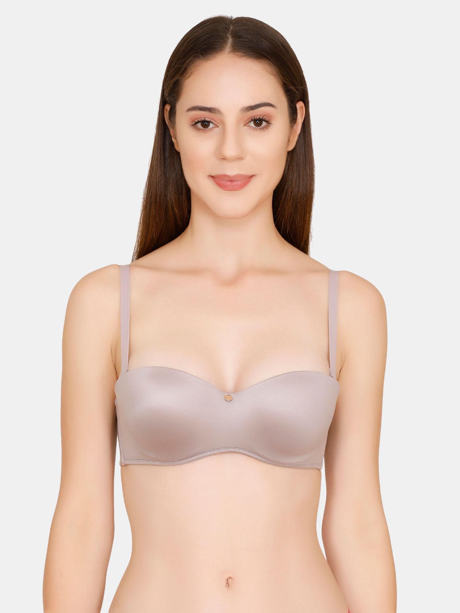 marshmallow padded wired strapless bra - grey