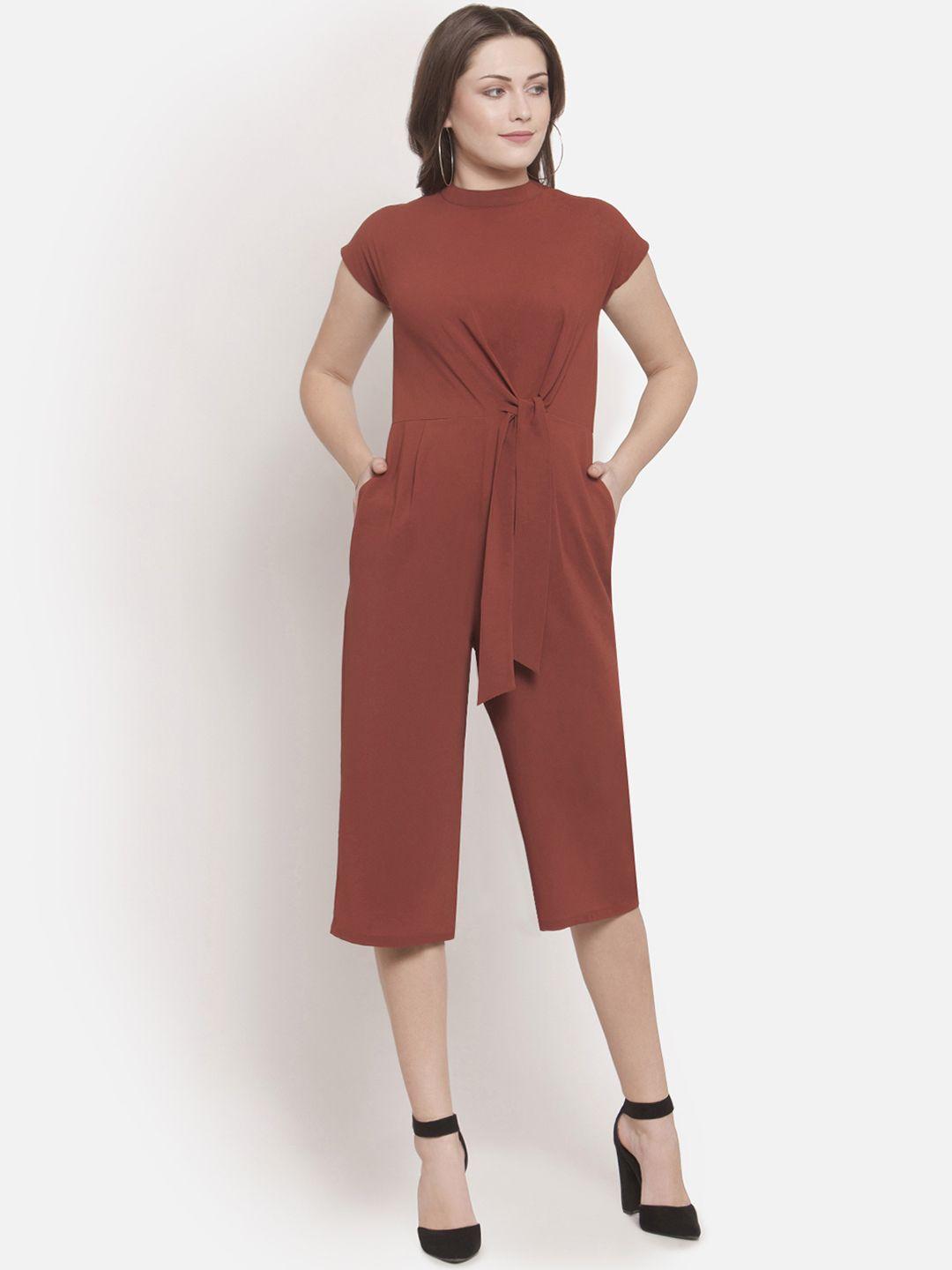 martini rust solid culotte jumpsuit