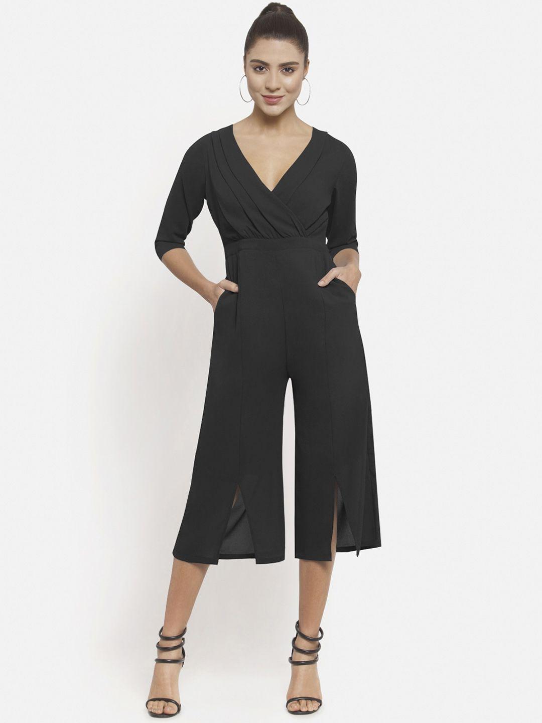 martini women black solid culotte jumpsuit