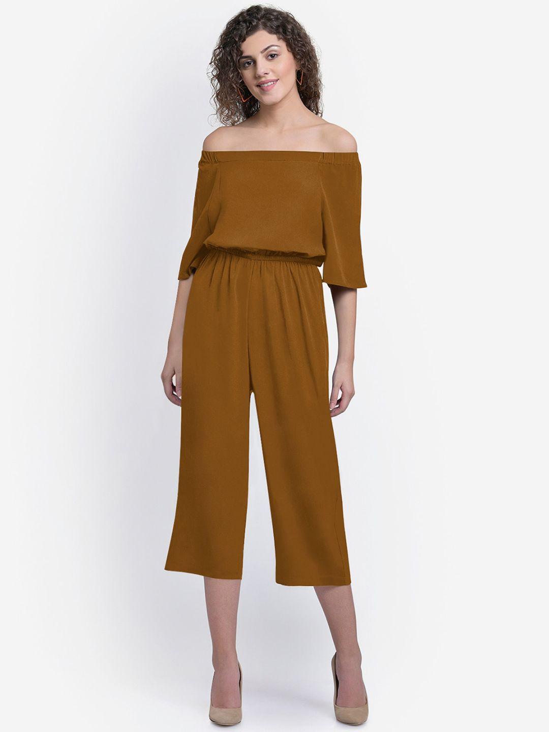 martini women brown solid basic jumpsuit