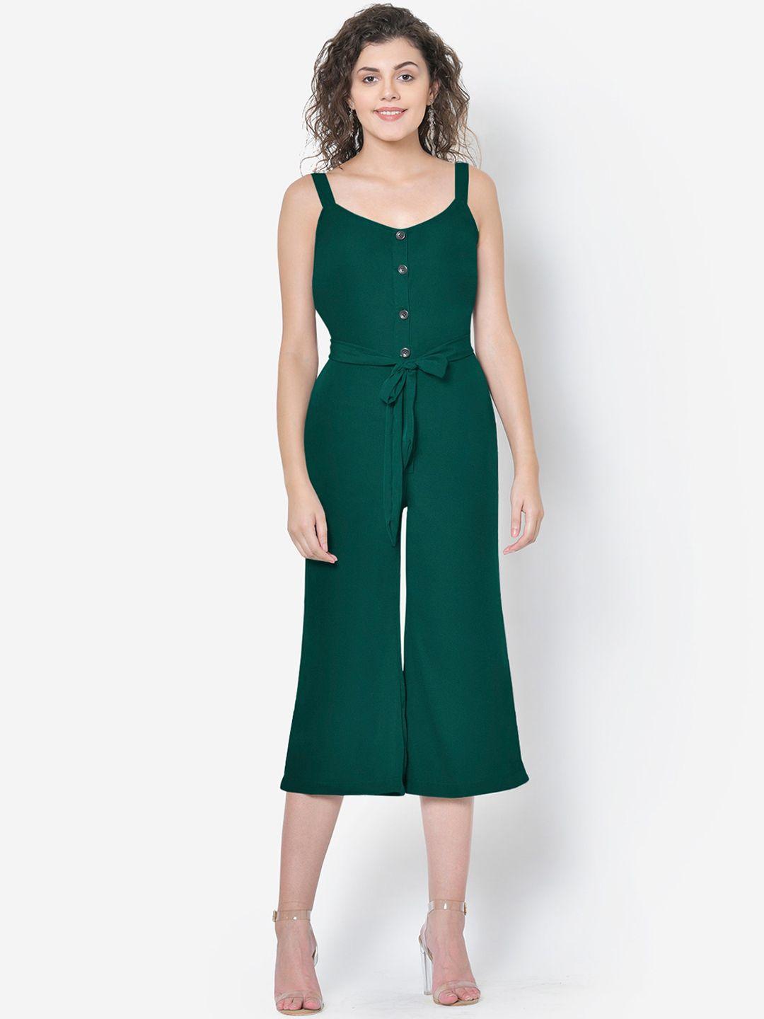 martini women green solid basic jumpsuit