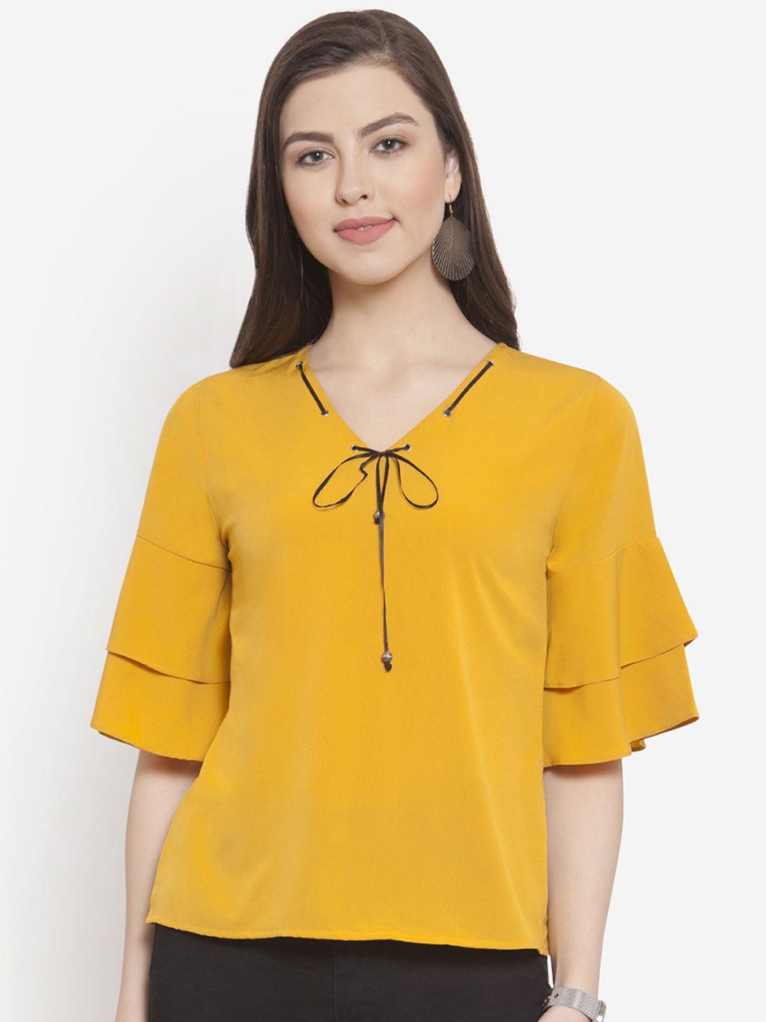 martini women mustard yellow solid top