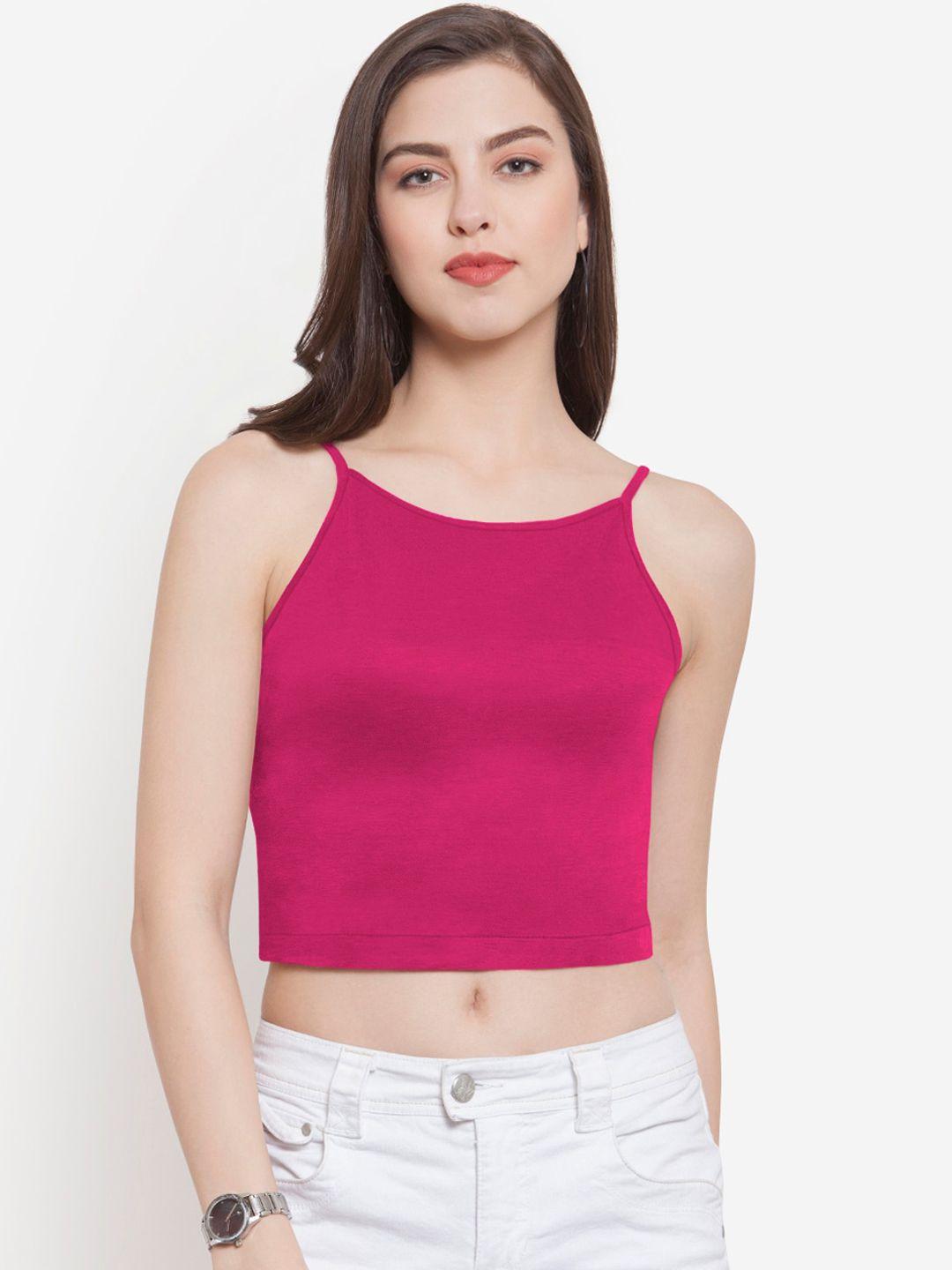 martini women pink solid crop top