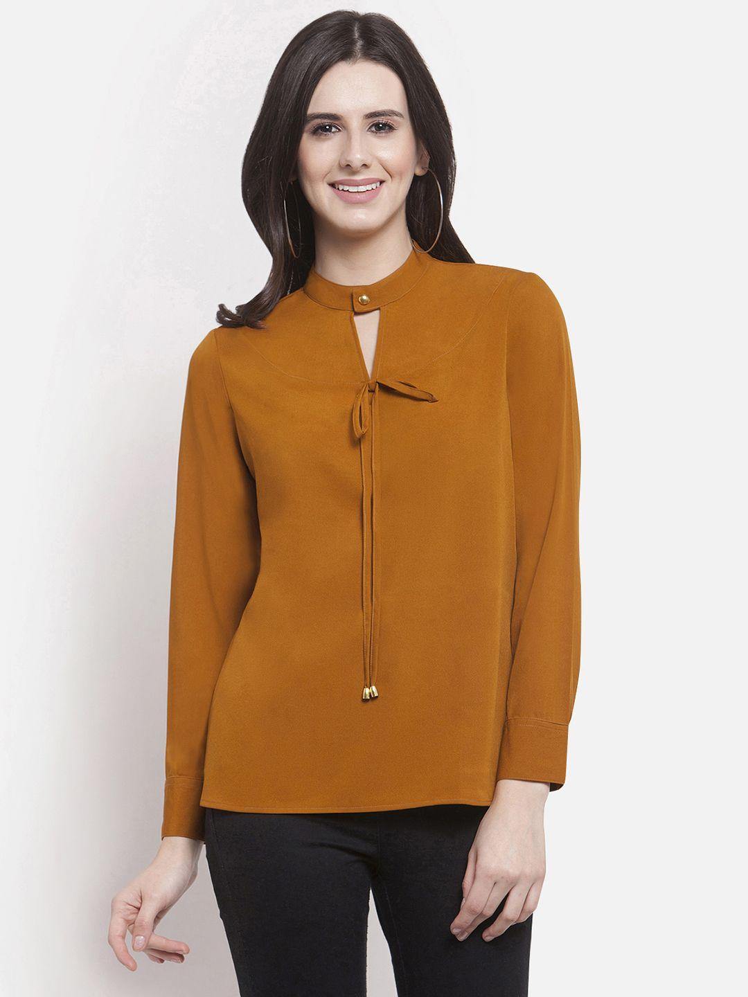 martini women rust orange solid top