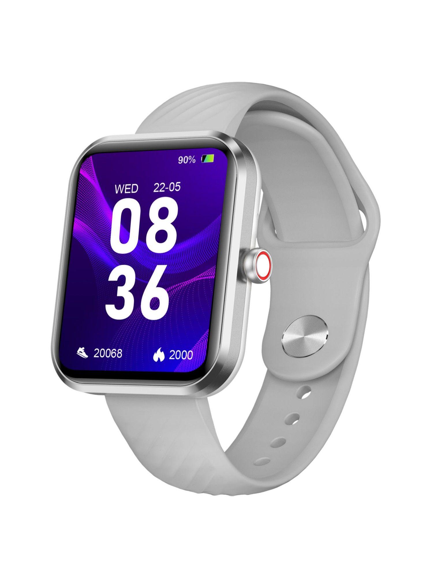 marv aura 1.83” hd display bt calling metal body smartwatch - iced silver