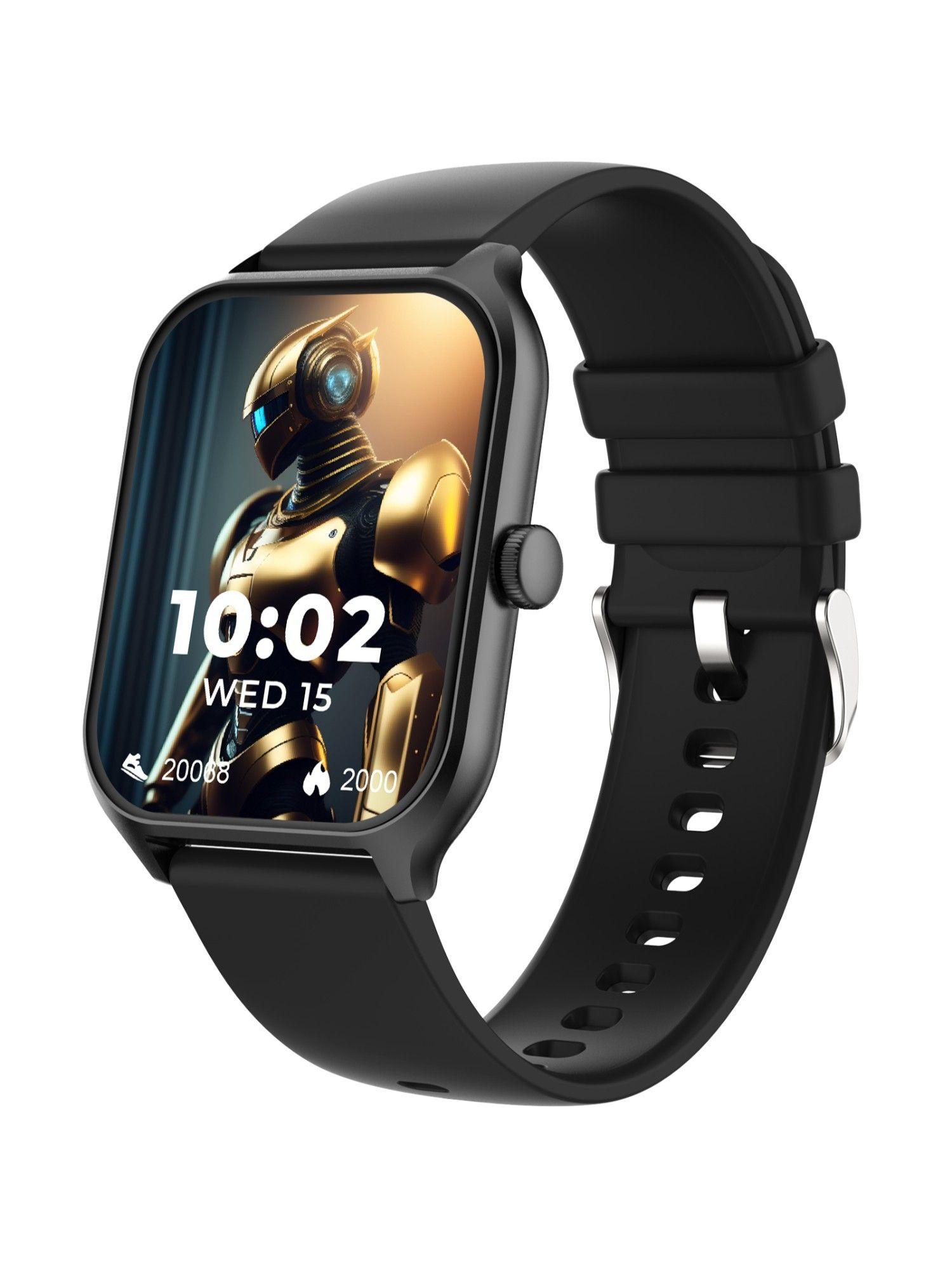marv sense 1.96'' hd display bluetooth calling smartwatch - black