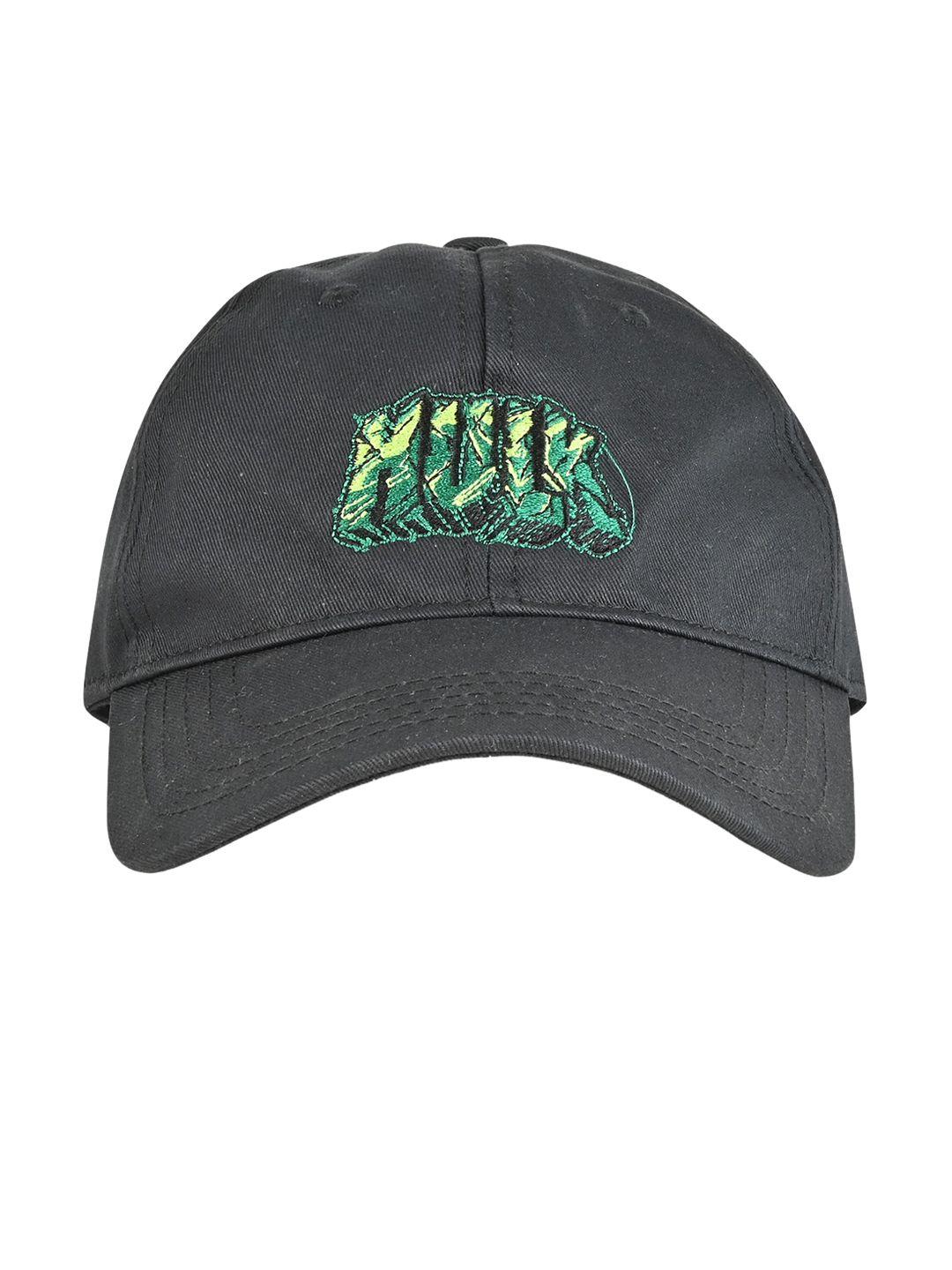 marvel boys  pure cotton black & green embroidered visor cap