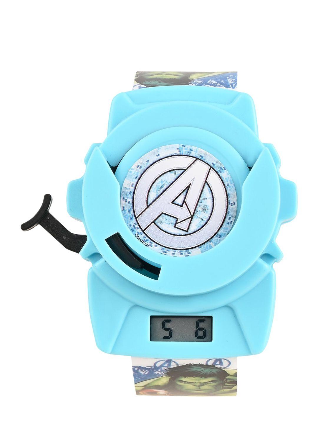 marvel boys blue printed dial & straps analogue multi function automatic watch trha22132