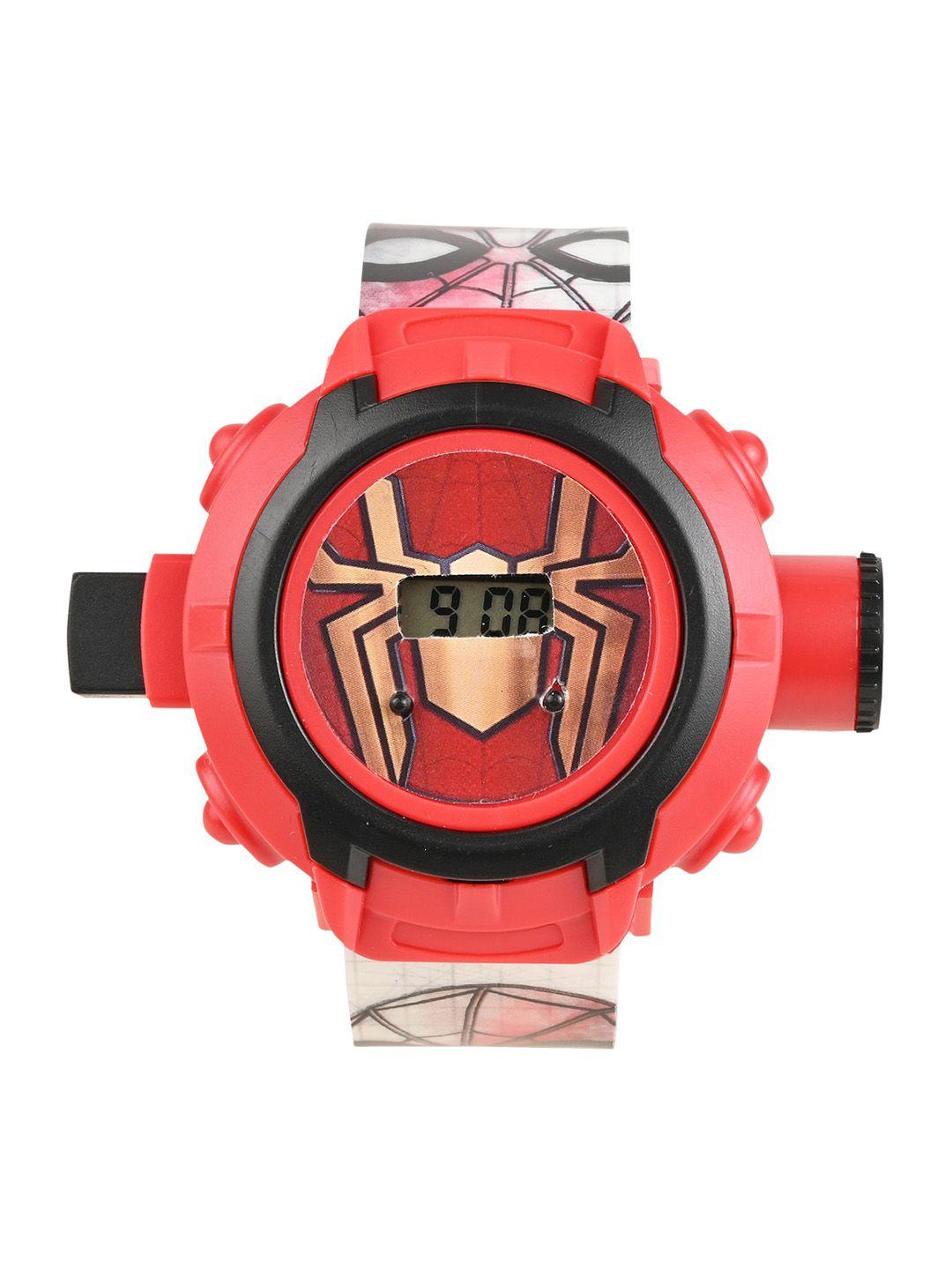 marvel boys red dial & white straps digital multi function automatic watch trha21135