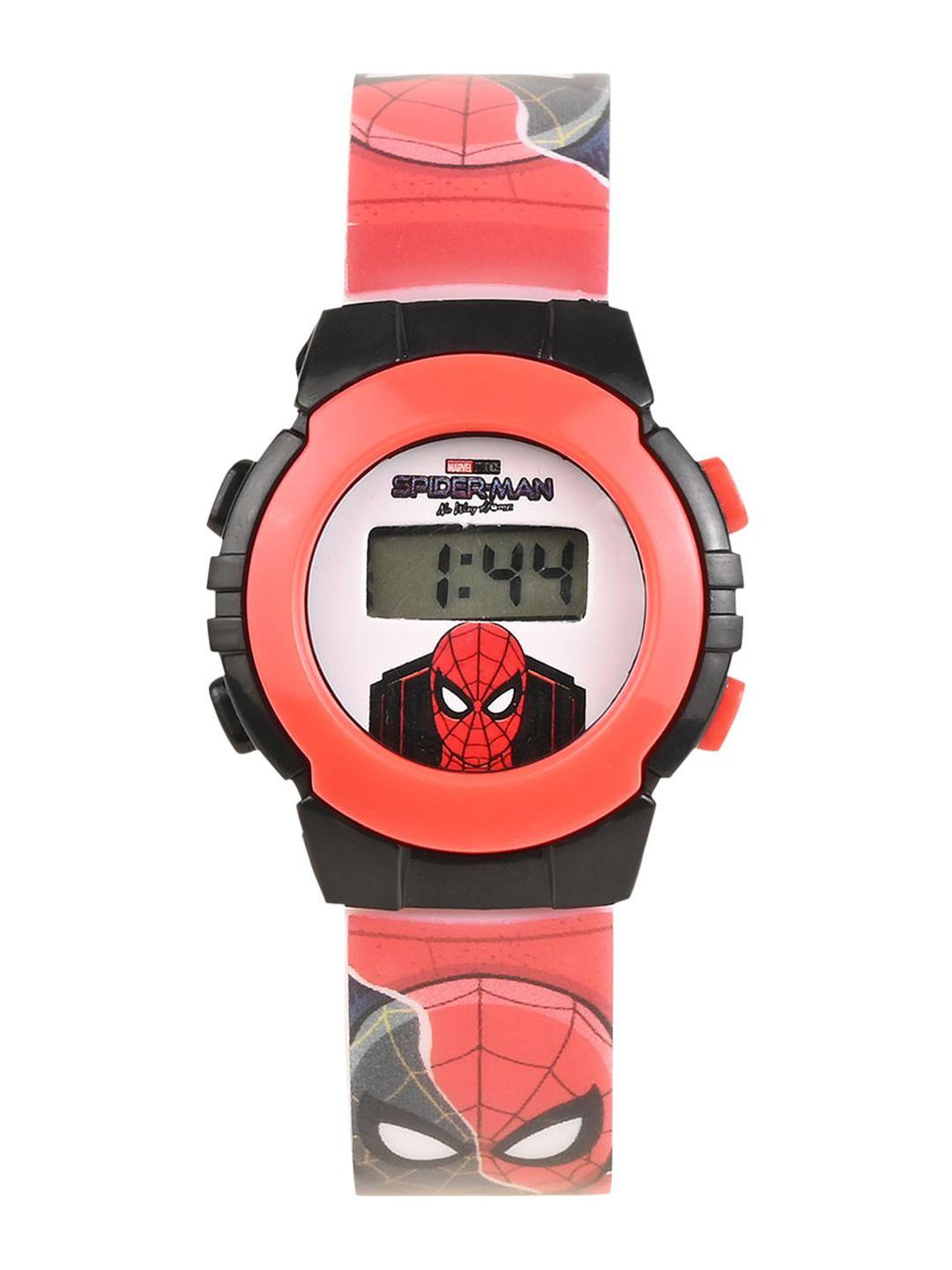 marvel boys red printed dial & red straps digital multi function automatic watch