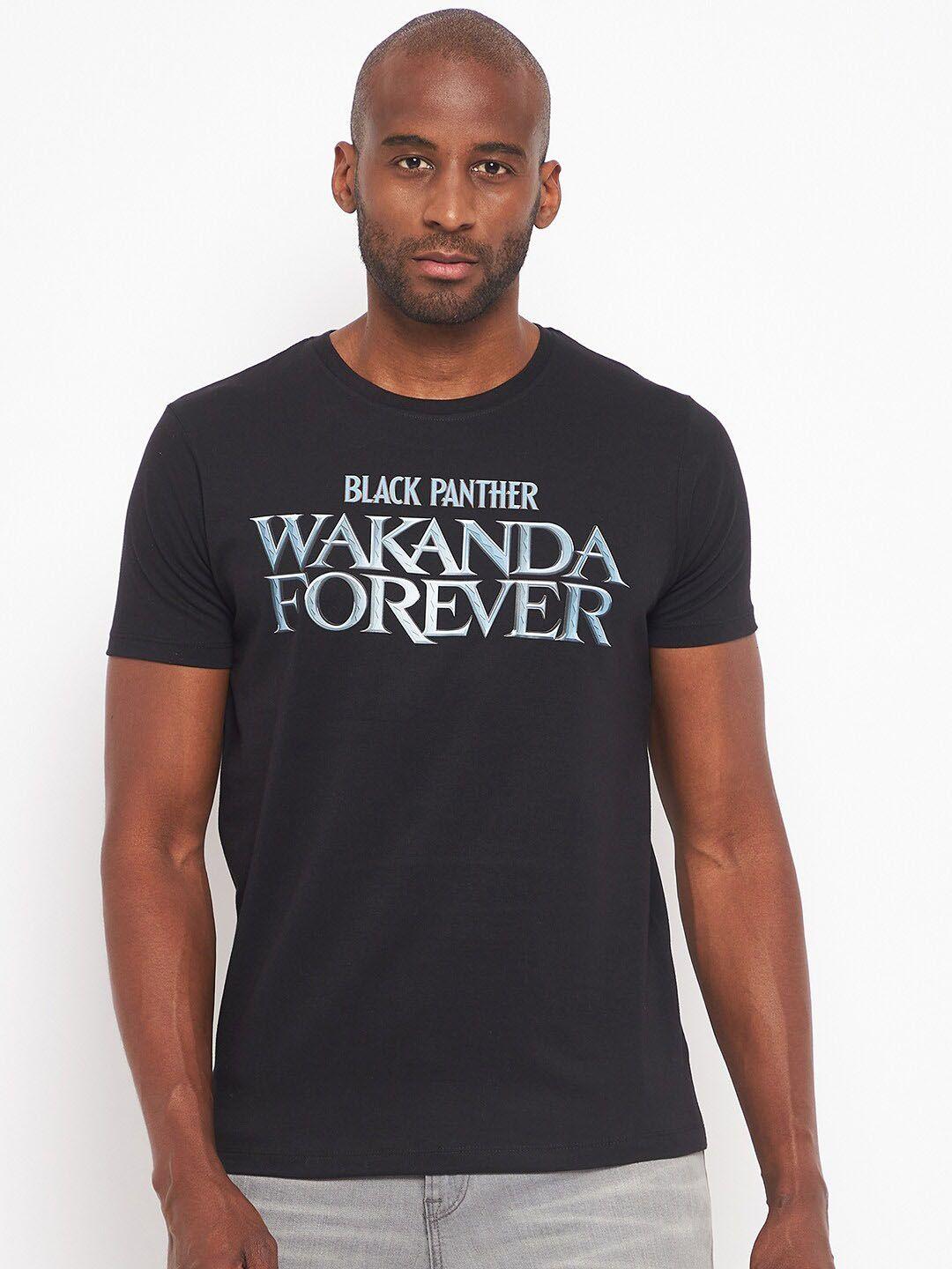 marvel by wear your mind black panther printed pure cotton t-shirt