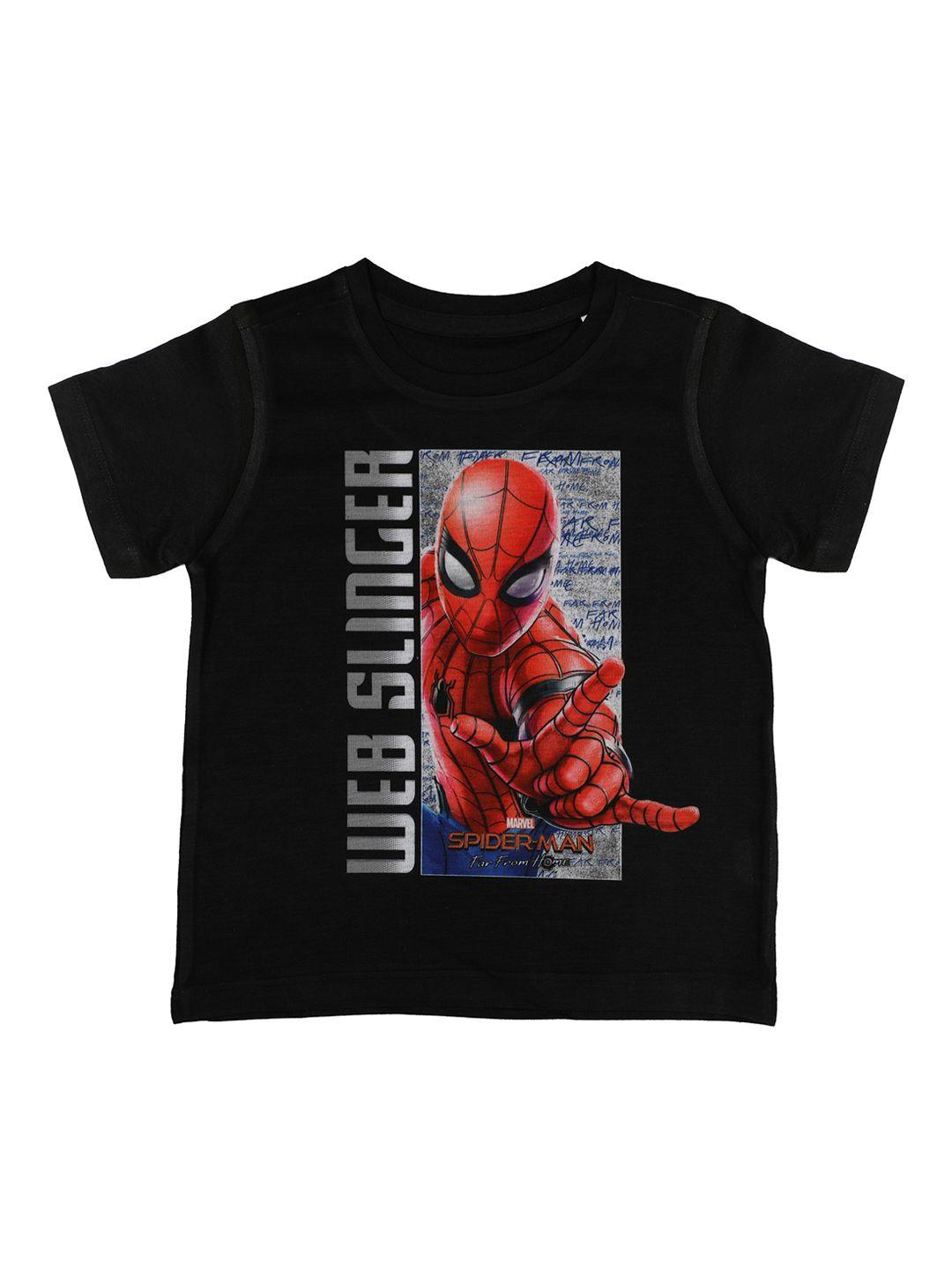 marvel by wear your mind boys black printed round neck t-shirt