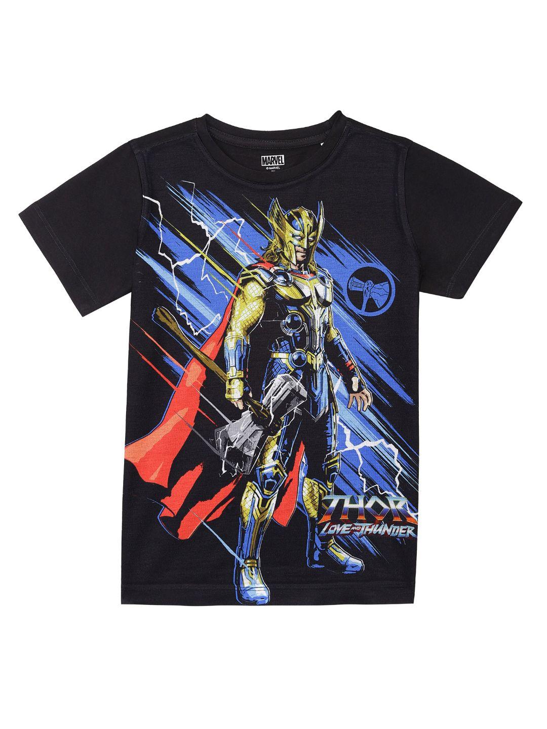 marvel by wear your mind boys black thor printed t-shirt