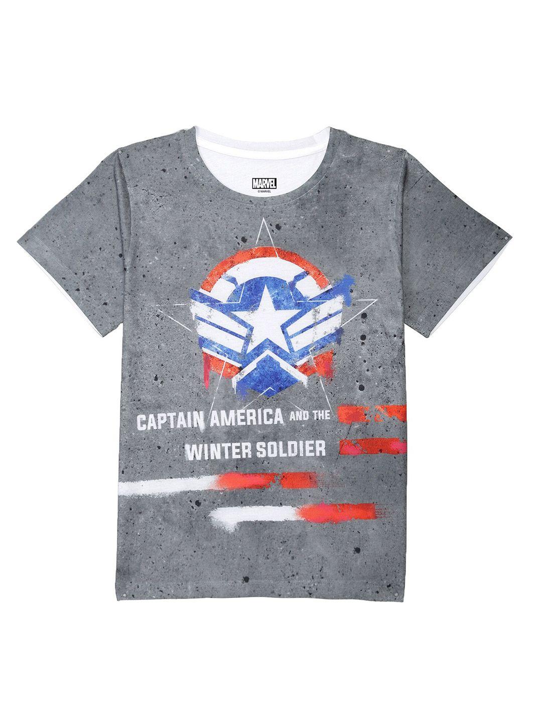 marvel by wear your mind boys grey captain america printed t-shirt