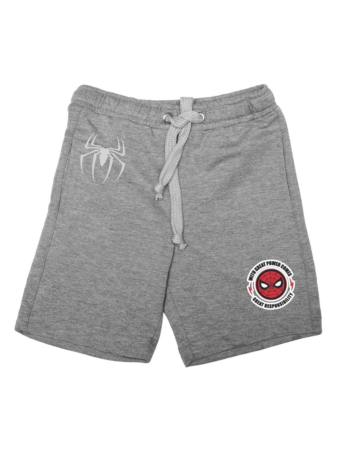 marvel by wear your mind boys grey printed regular fit sports shorts
