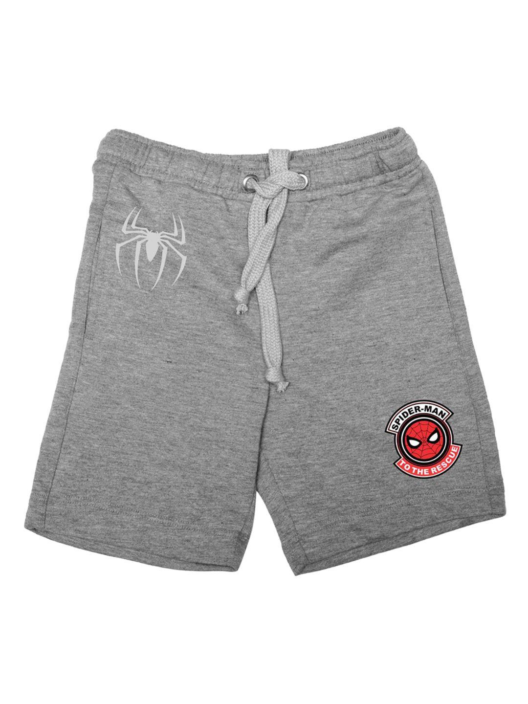 marvel by wear your mind boys grey spider man printed regular fit regular shorts
