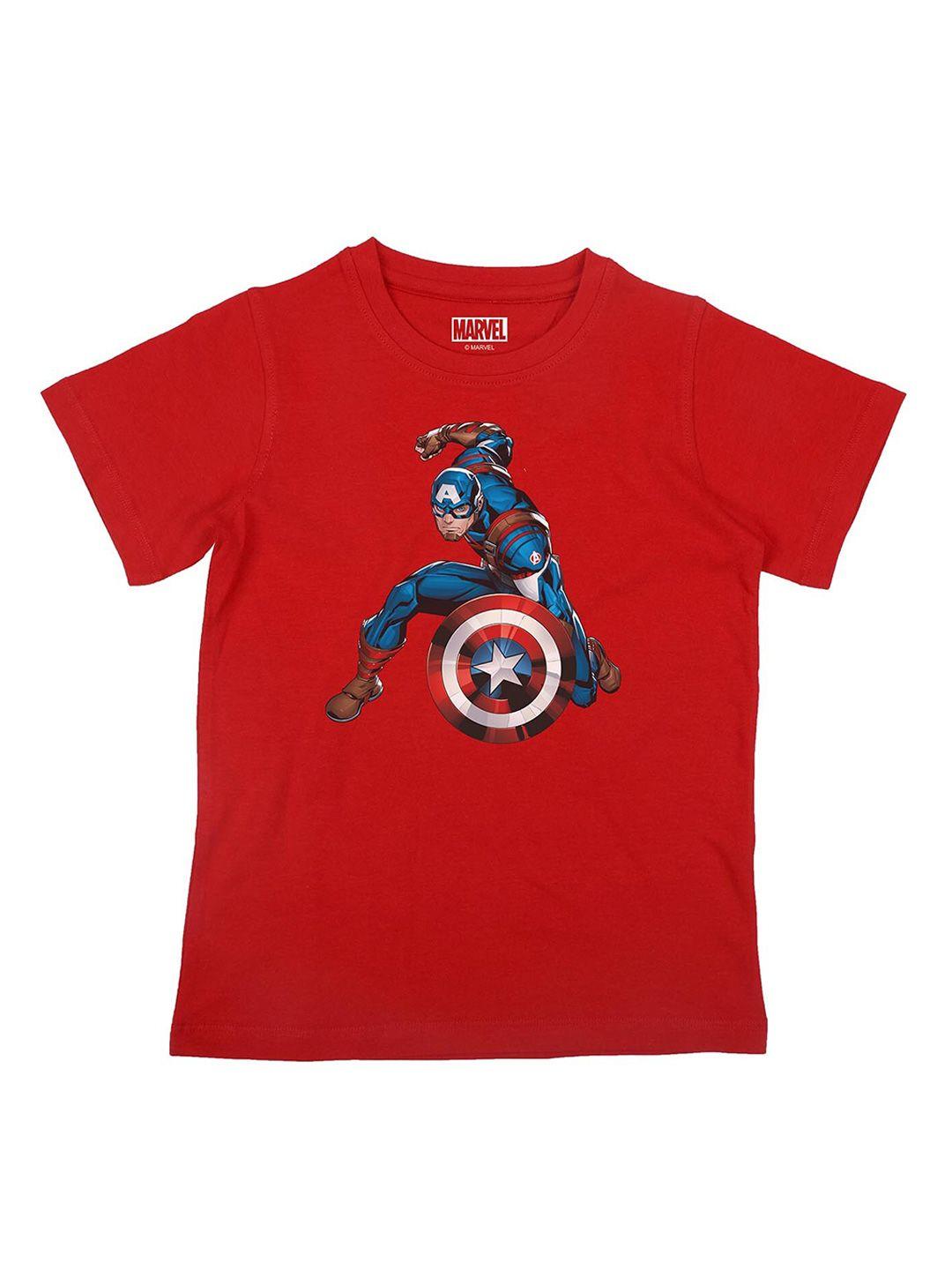 marvel by wear your mind boys red captain america printed t-shirt