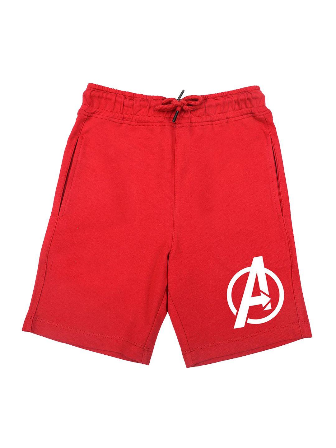 marvel by wear your mind boys red regular fit superhero printed avengers cotton shorts