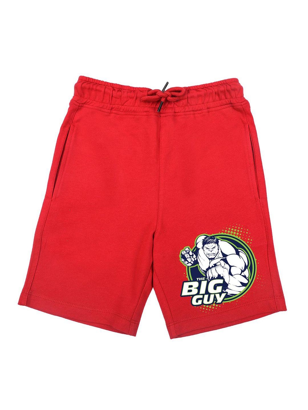 marvel by wear your mind boys red superhero printed hulk shorts