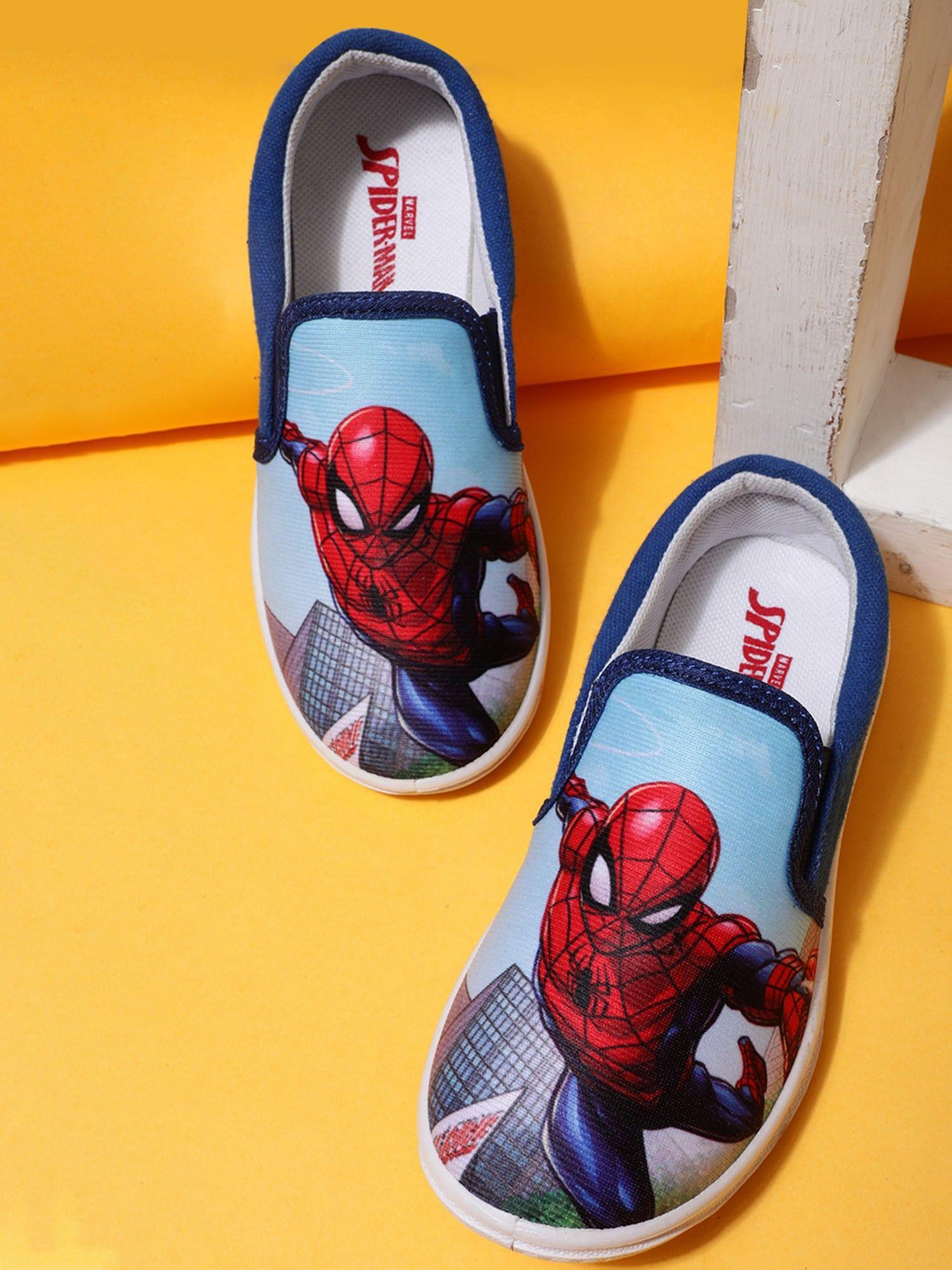 marvel kids boys spiderman printed blue casual shoes