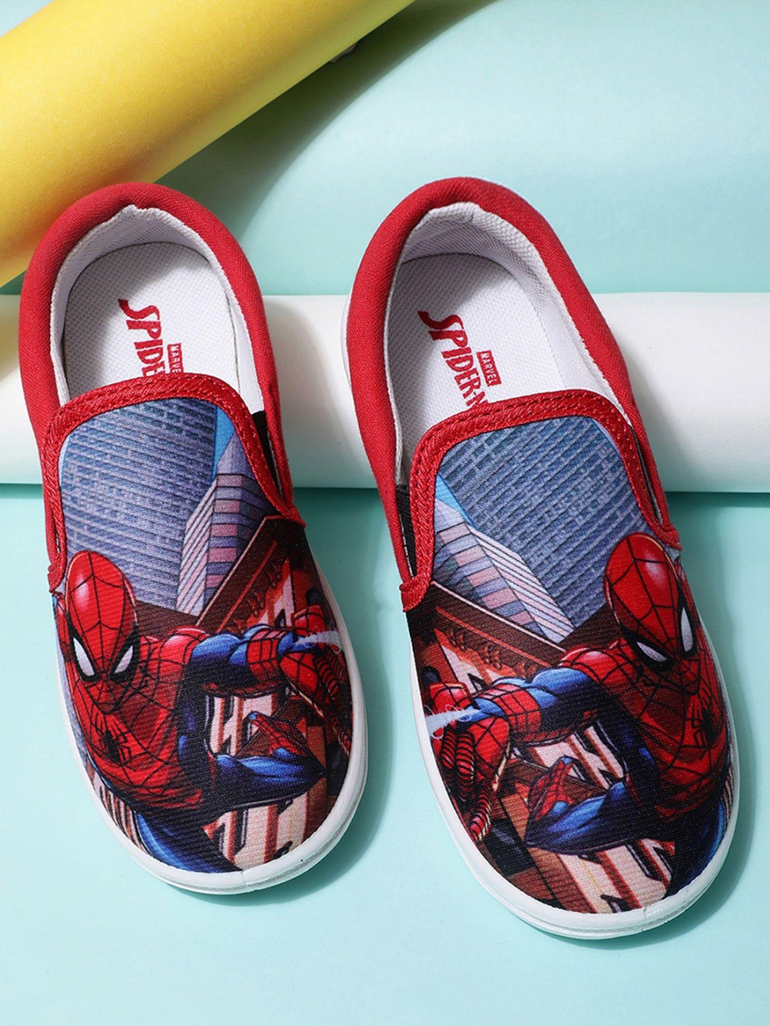 marvel kids boys spiderman printed red casual shoes