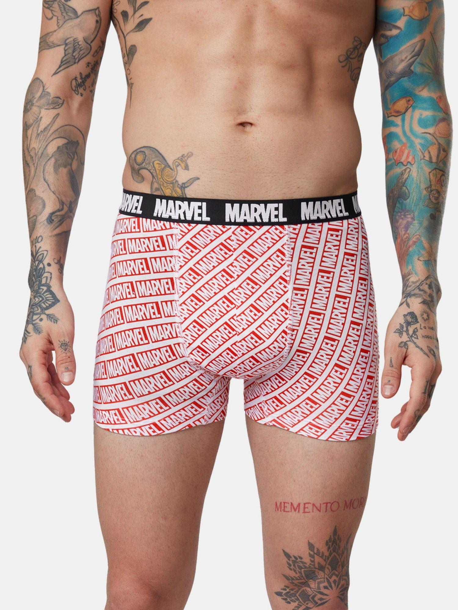 marvel- logo pattern men trunks underwear red