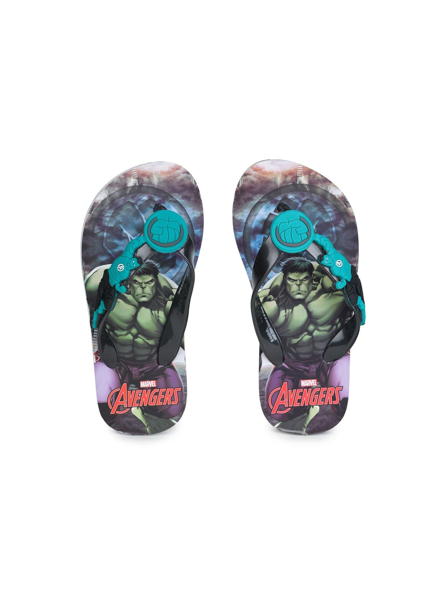 marvel avengers by kids boys green black flip-flops