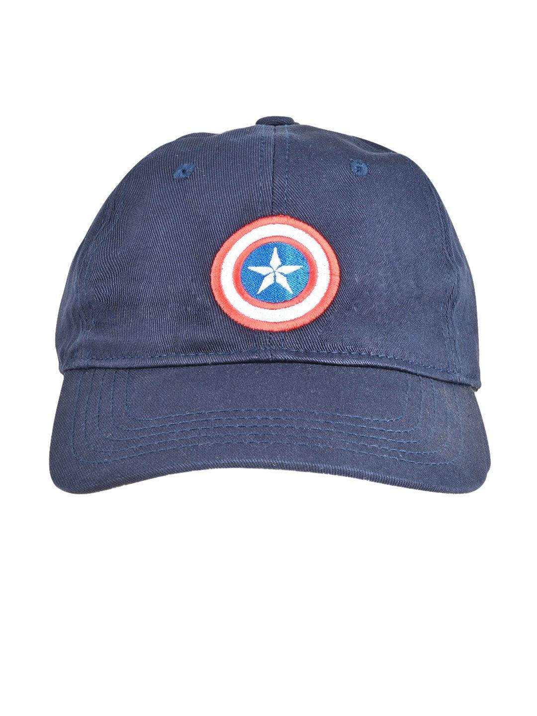 marvel boys pure cotton blue & red embroidered visor cap