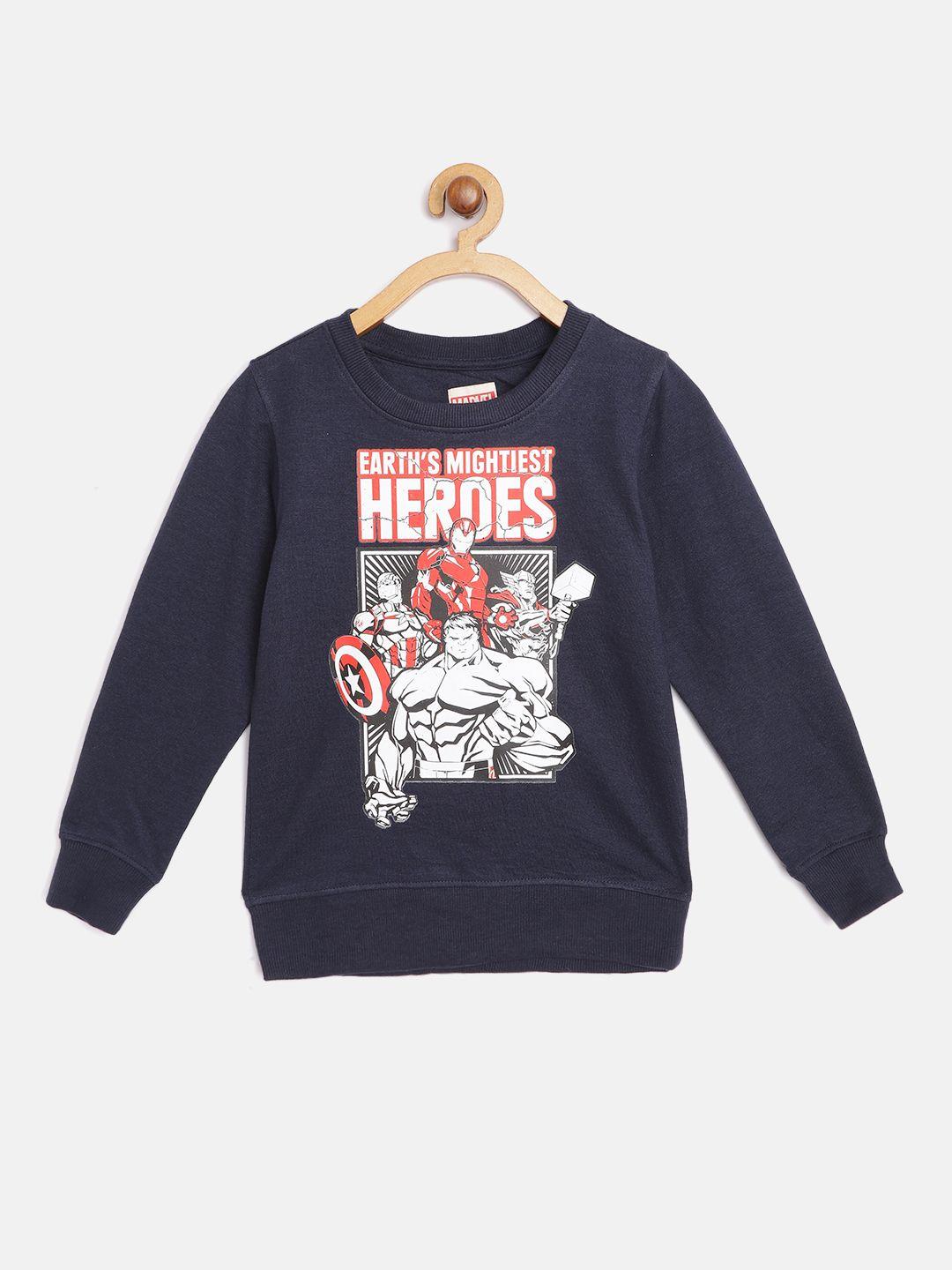 marvel by miss and chief boys navy blue & white avengers print sweatshirt