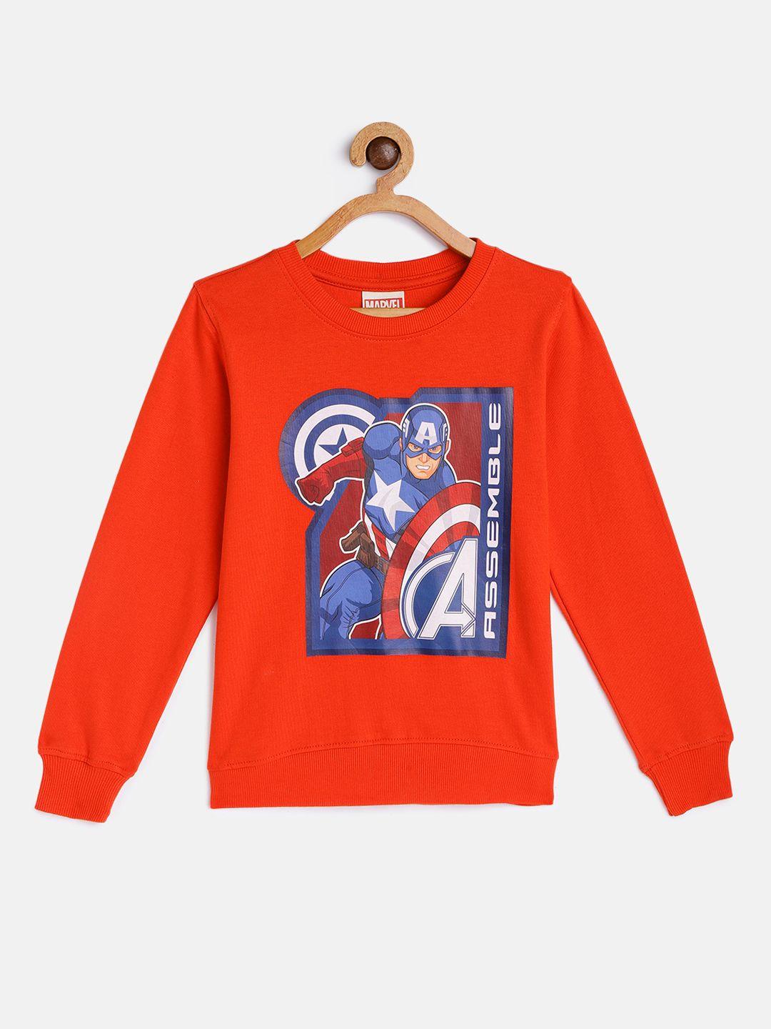 marvel by miss and chief boys red captain america printed pure cotton sweatshirt