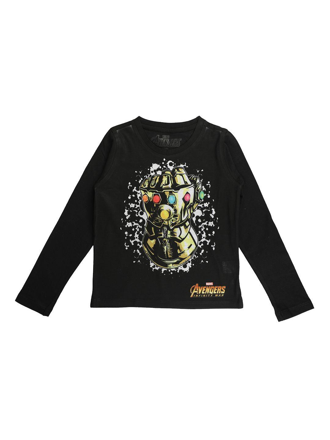 marvel by wear your mind boys black printed round neck t-shirt