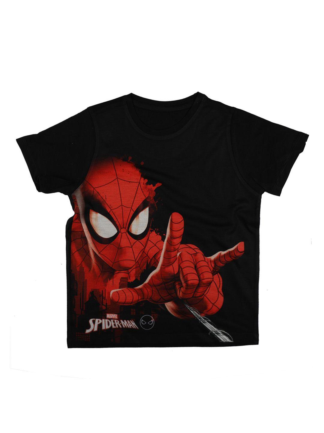 marvel by wear your mind boys black printed round neck t-shirt