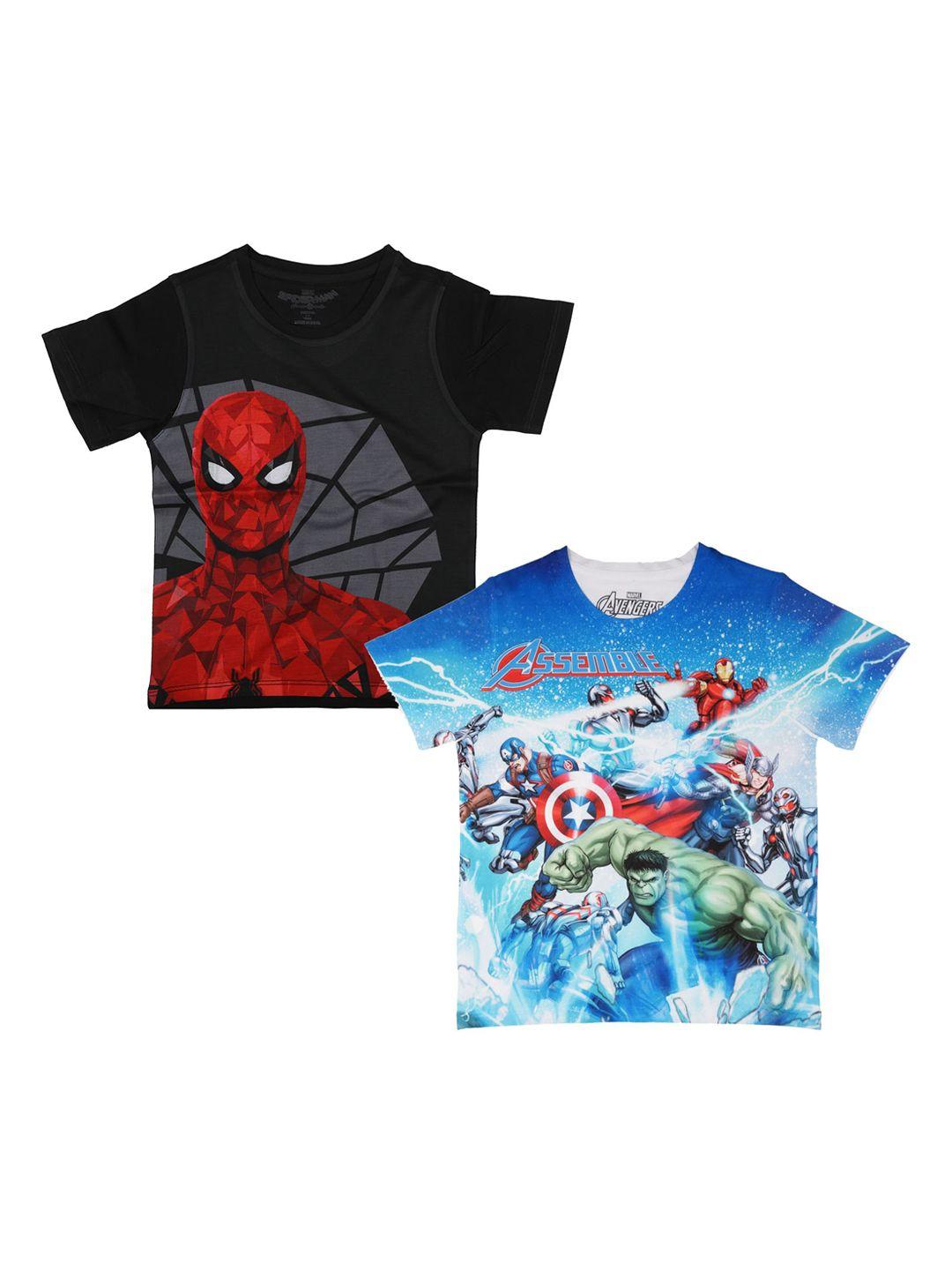 marvel by wear your mind boys black spiderman printed round neck t-shirt