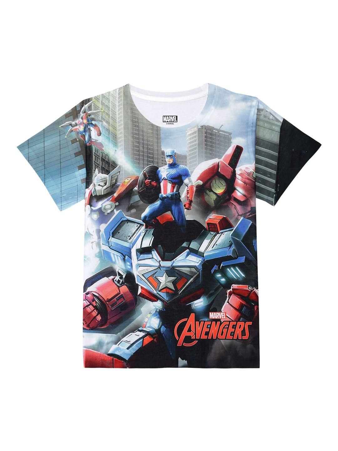 marvel by wear your mind boys blue & grey avengers printed t-shirt