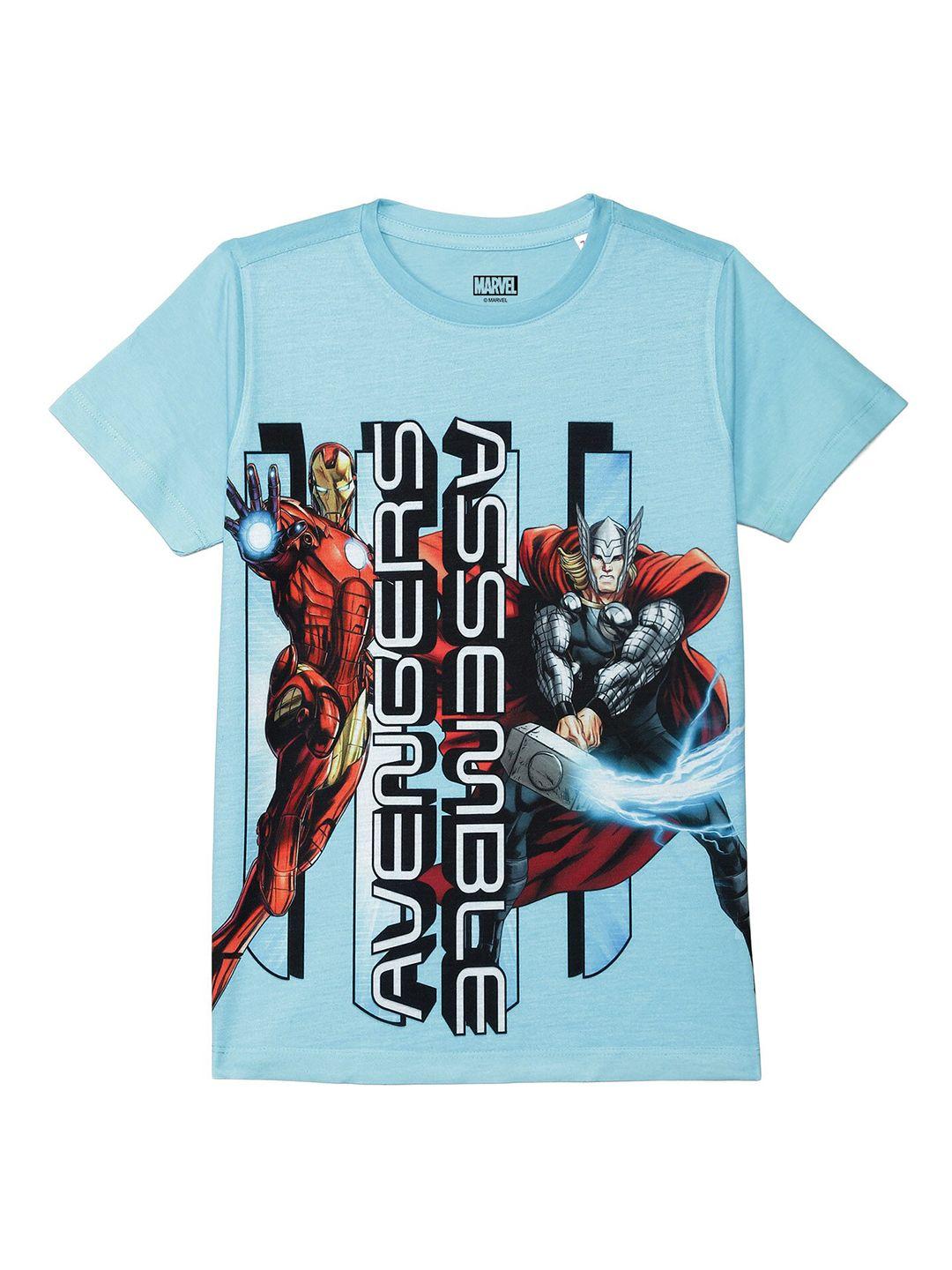 marvel by wear your mind boys blue & red avengers printed t-shirt