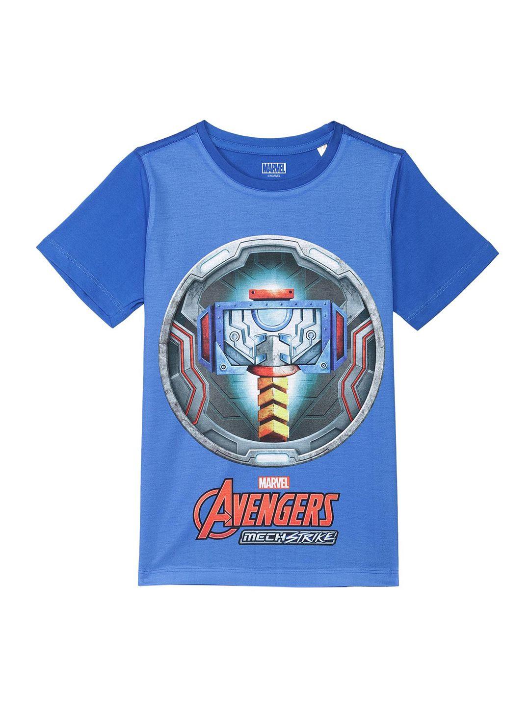 marvel by wear your mind boys blue avengers printed applique t-shirt