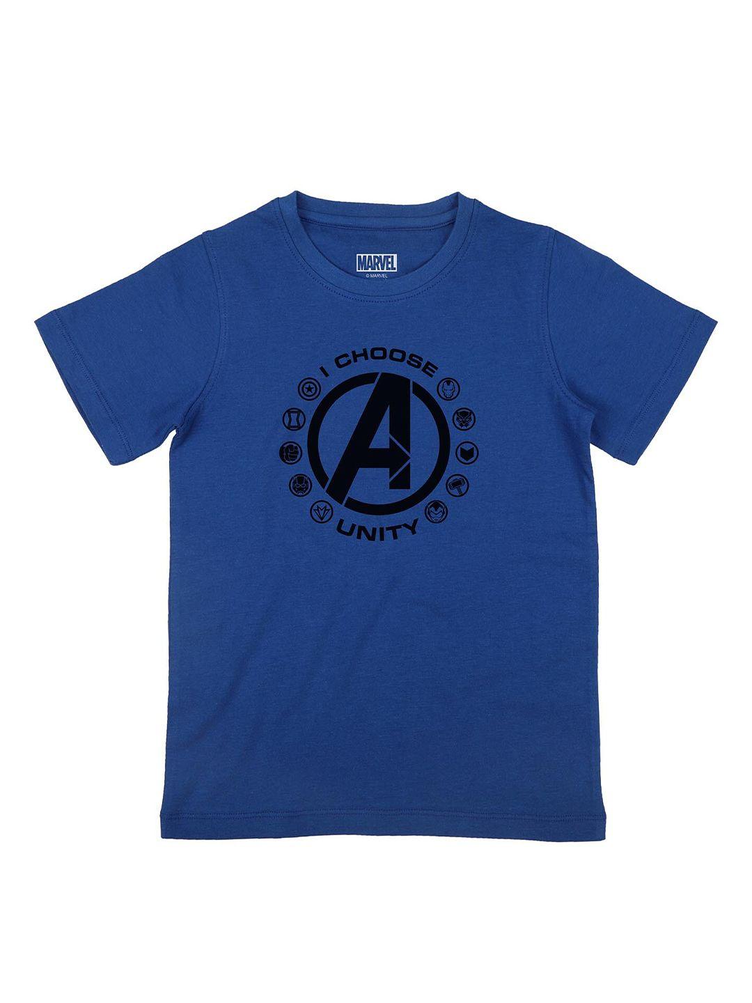 marvel by wear your mind boys blue avengers printed cotton t-shirt
