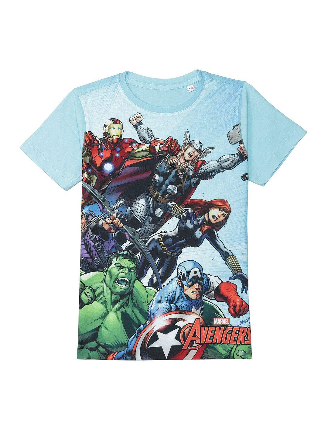 marvel by wear your mind boys blue avengers printed t-shirt