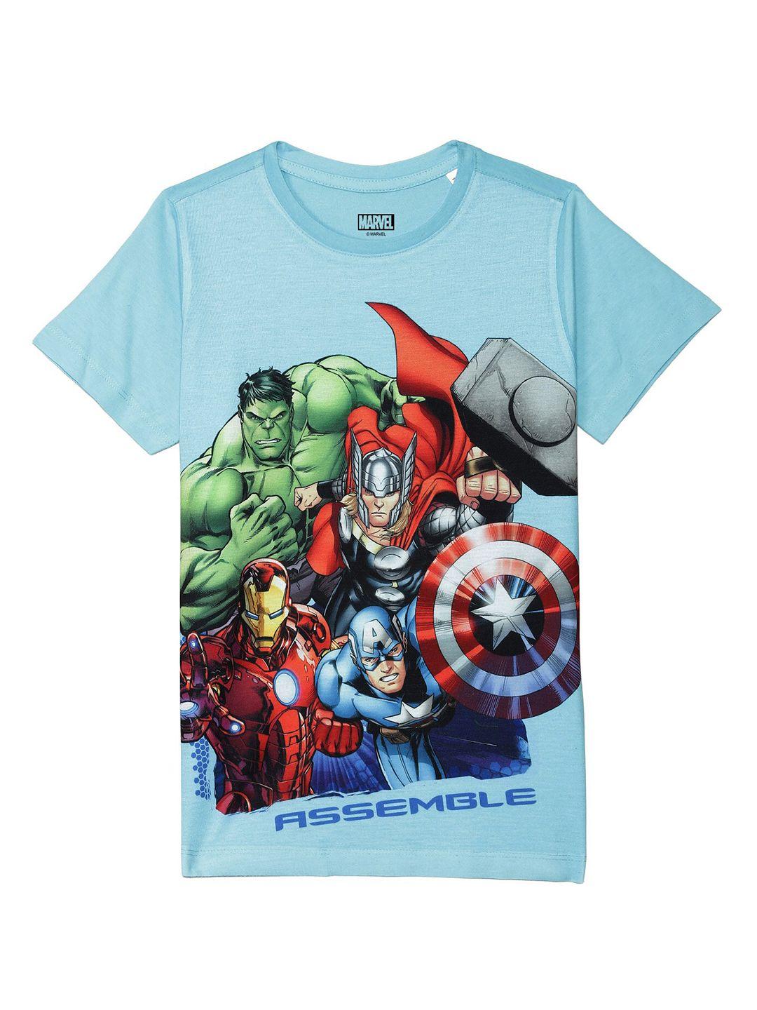 marvel by wear your mind boys blue avengers printed t-shirt