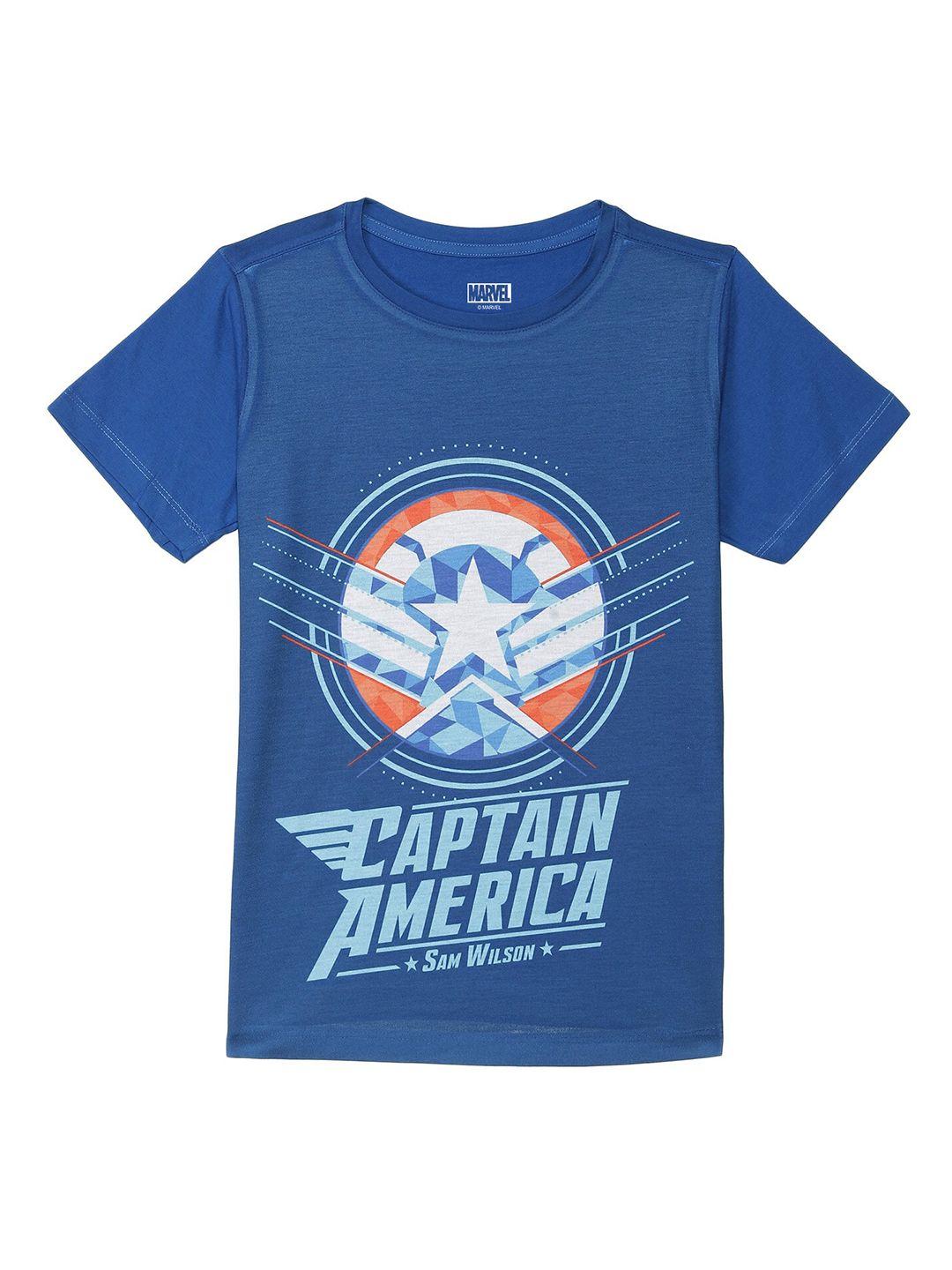 marvel by wear your mind boys blue captain america printed t-shirt