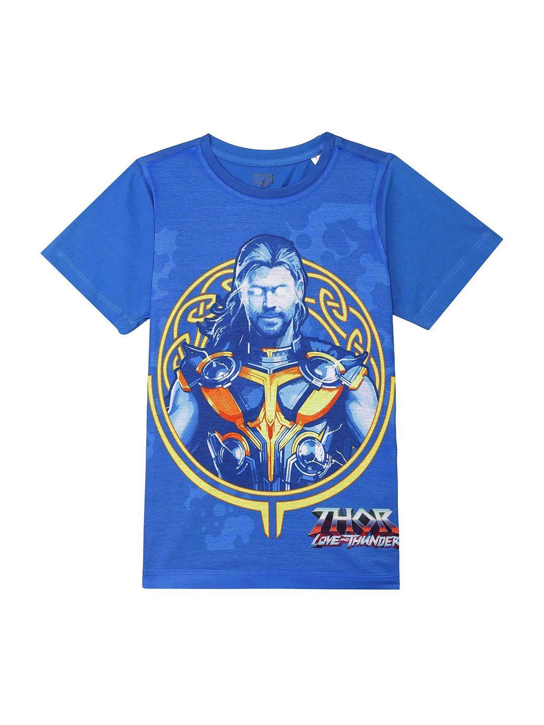 marvel by wear your mind boys blue printed raw edge outdoor t-shirt 60% cotton