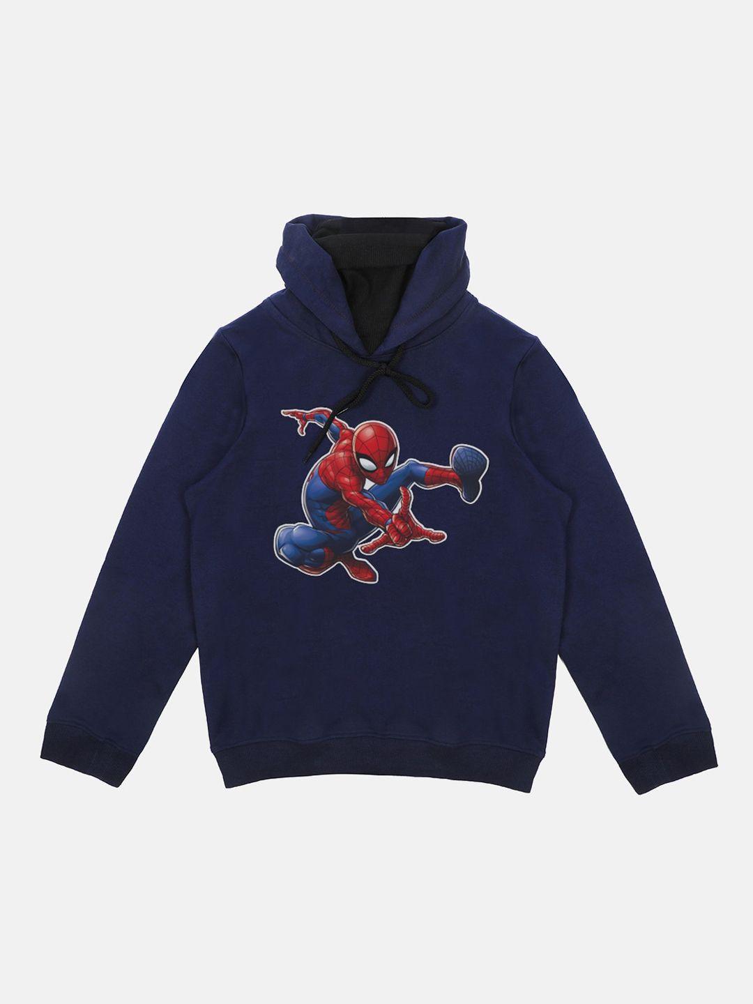 marvel by wear your mind boys blue red printed hooded sweatshirt with attached face cover