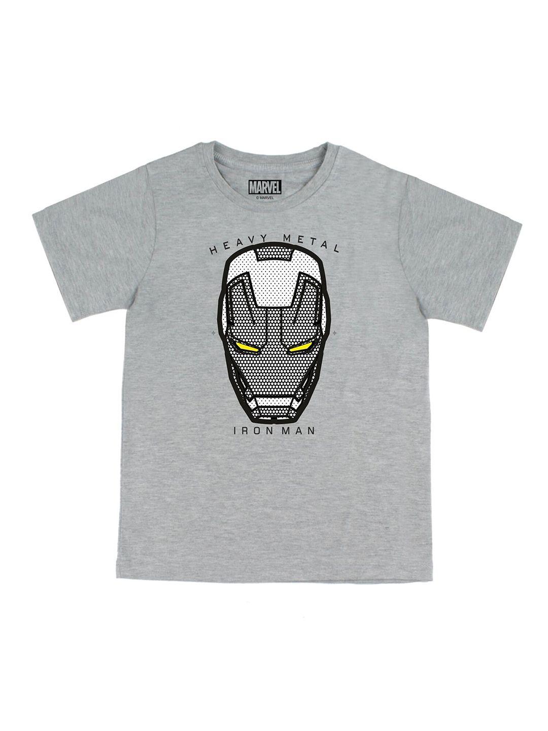 marvel by wear your mind boys grey & black iron man printed t-shirt