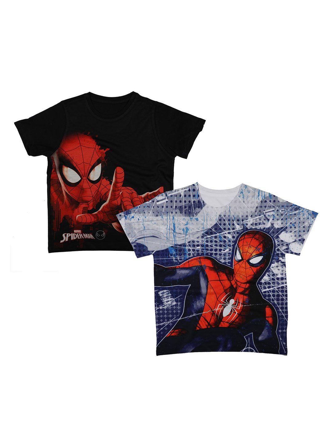 marvel by wear your mind boys multicoloured spiderman printed round neck t-shirt