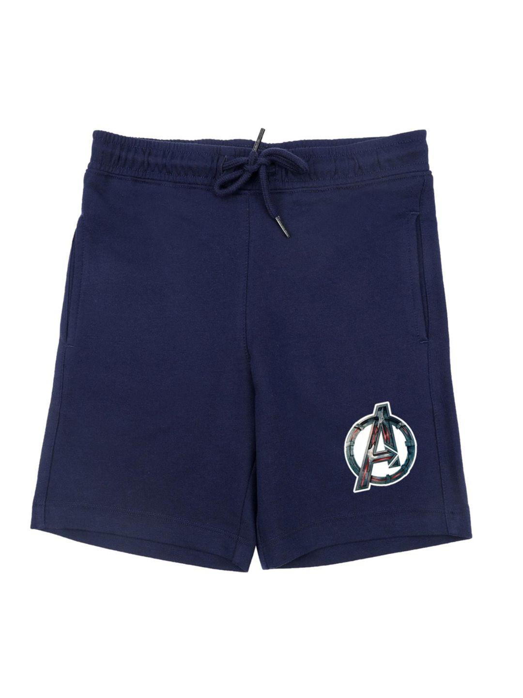 marvel by wear your mind boys navy blue marvel avengers printed regular fit shorts