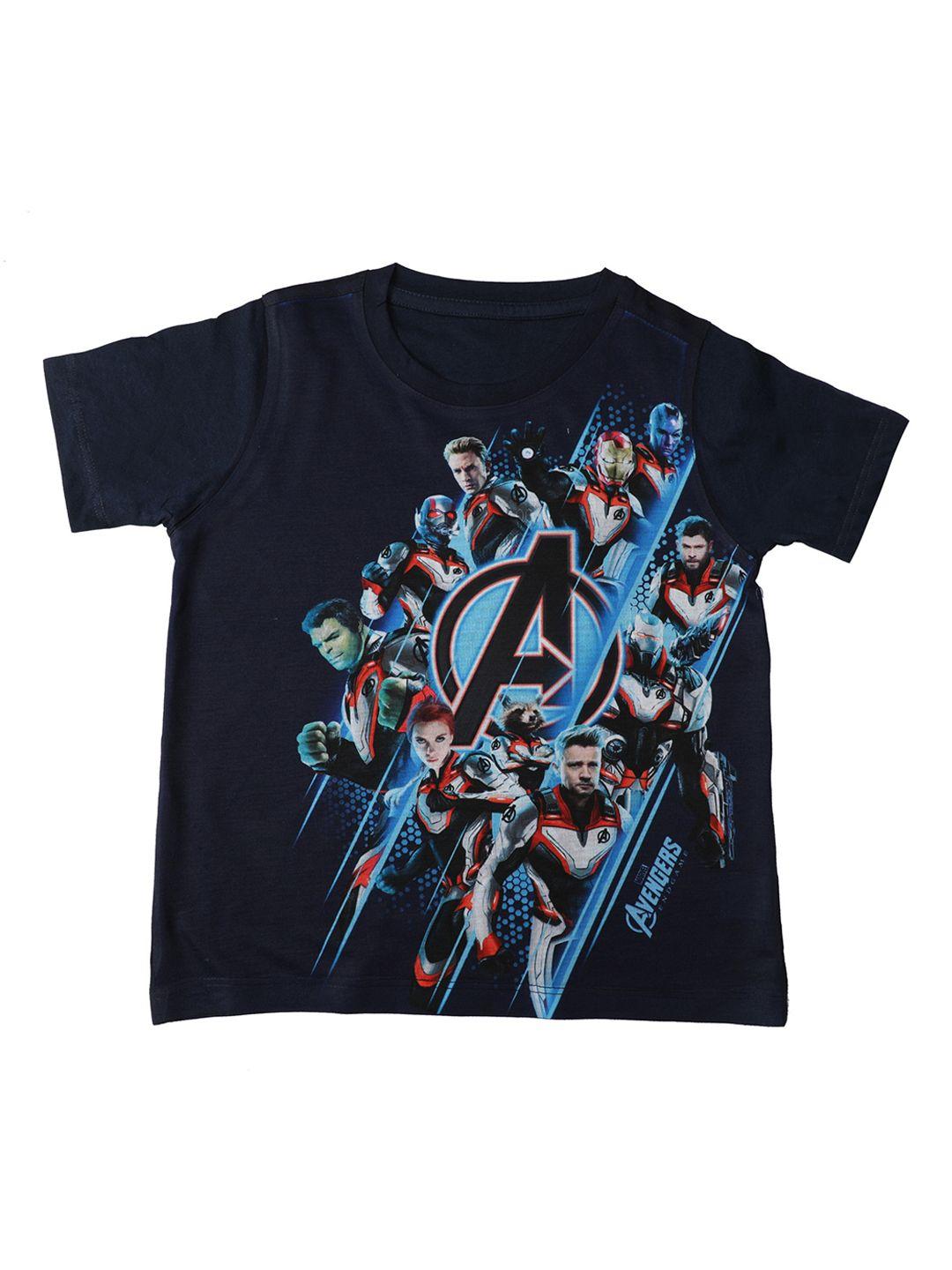 marvel by wear your mind boys navy blue printed round neck t-shirt