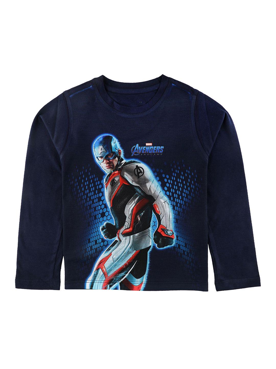 marvel by wear your mind boys navy blue printed round neck t-shirt