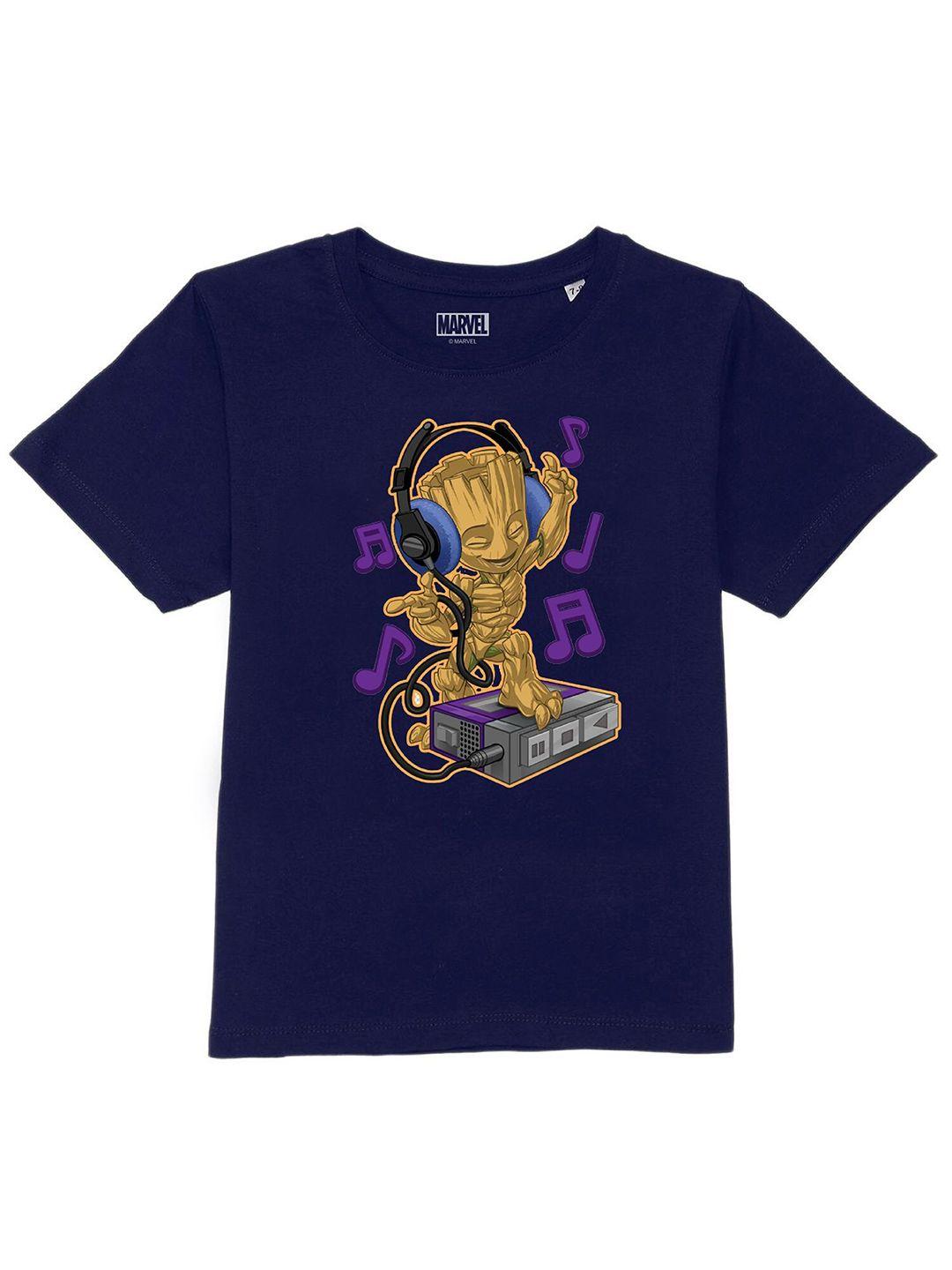 marvel by wear your mind boys navy blue printed t-shirt